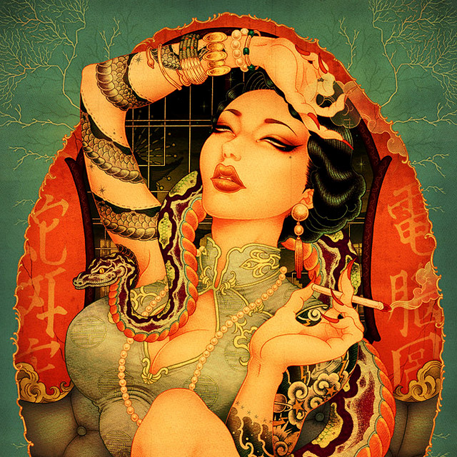 ONEQ « CARPES KOÏ, TATOUAGES ET PINUPS RETRO-FUTURISTES »